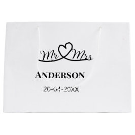 Sacola Para Presentes Grande Sr & Sra adicionam data do ano do nome da família 