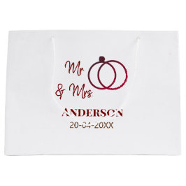 Sacola Para Presentes Grande Sr & Sra adicionam data do ano do nome da família 