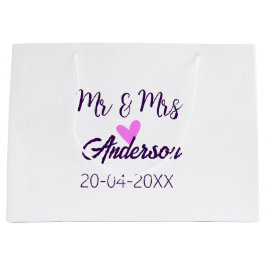 Sacola Para Presentes Grande Sr & Sra adicionar nome da família data ano lembra
