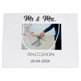 Sacola Para Presentes Grande Sr & Sra adicionar nome da família data ano lembra