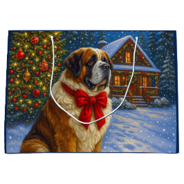 Sacola Para Presentes Grande St. Bernard Holiday  