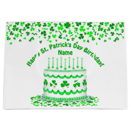 Sacola Para Presentes Grande St Patrick's Day Birthday Cake Customizable Candle