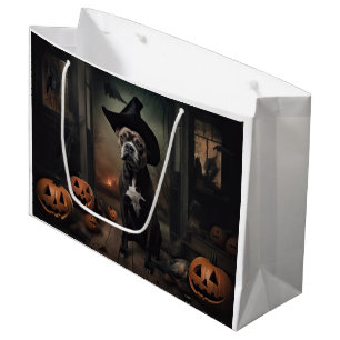 Sacola Para Presentes Grande Staffordshire Terrier Pumpkins Halloween Scary