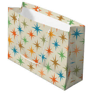 Sacola Para Presentes Grande starburst atômico colorido do meio século