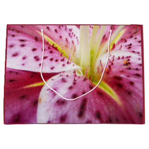 Sacola Para Presentes Grande Stargazer Lily Bright Magenta Floral