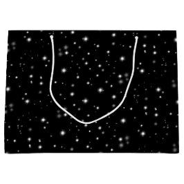 Sacola Para Presentes Grande Starlight Sparkles Black and White Stars