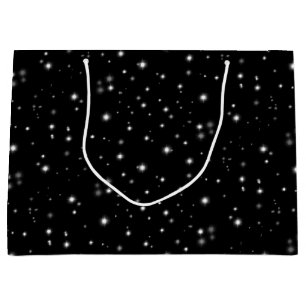 Sacola Para Presentes Grande Starlight Sparkles Black and White Stars