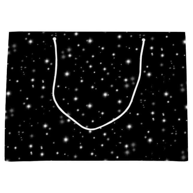 Sacola Para Presentes Grande Starlight Sparkles Black and White Stars (Frente)