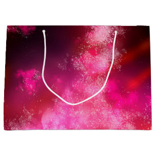 Sacola Para Presentes Grande StarNight Sky Pink Flare Birthday Gift Bag