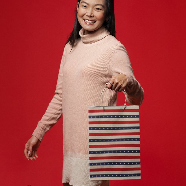 Sacola Para Presentes Grande Stars Stripes Art (gift bag, birthday surprise gift bag, teddy bear gift bag, wine gift bag, travel bag, use and throw )