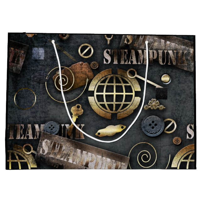 Sacola Para Presentes Grande Steampunk, raspagem (Verso)