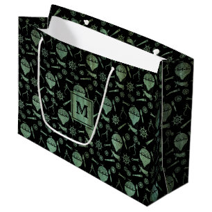 Sacola Para Presentes Grande Steampunk Verdigris Balões Monograma