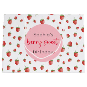 Sacola Para Presentes Grande Strawberry Birthday Berry Sweet