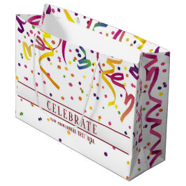 Sacola Para Presentes Grande Streamers Coloridos E Confetti Gift Bag