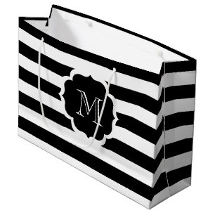 Sacola Para Presentes Grande Stripes Negras