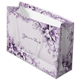 Sacola Para Presentes Grande Stylish Purple Flowers Gift Bag