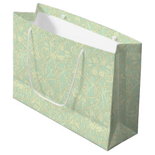 Sacola Para Presentes Grande Suave Treliça Botânica Art Nouveau em Azul-Mint