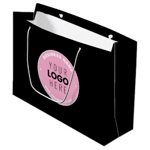 Sacola Para Presentes Grande Substituição Fácil de Logo e Texto Editável Rosa