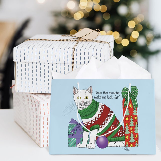 Sacola Para Presentes Grande Suéter feio de Natal engraçado e sarcástico com ga (Criador carregado)