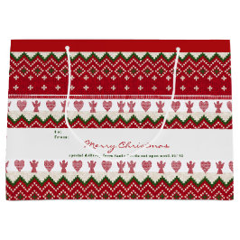 Sacola Para Presentes Grande Suéter Feio Tricô Hygge Anjos Corações Natal