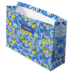 Sacola Para Presentes Grande Summer majolica azul Siciliana
