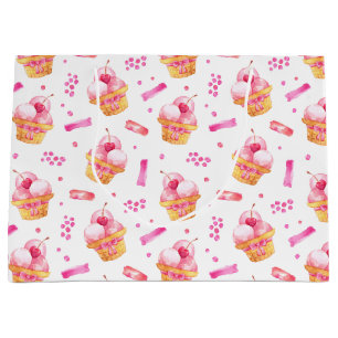 Sacola Para Presentes Grande Sundae Gift Bag Rosa Sorvete