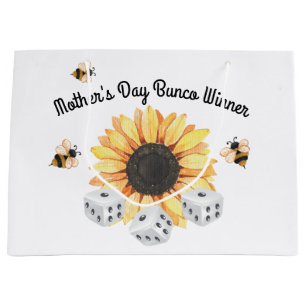 Sacola Para Presentes Grande Sunflower Bees Floral Dice Bunco