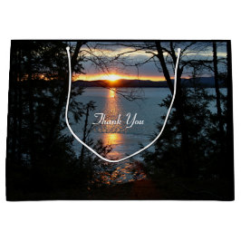 Sacola Para Presentes Grande Sunset Sobre Forest Lake Gift Bag