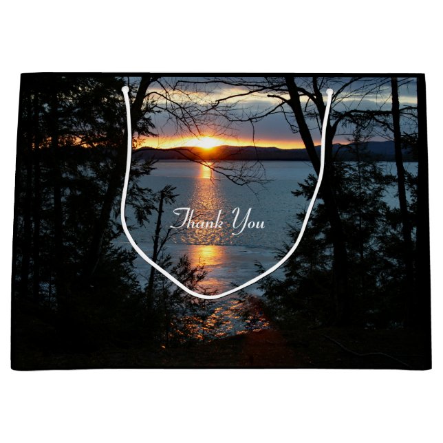 Sacola Para Presentes Grande Sunset Sobre Forest Lake Gift Bag (Frente)