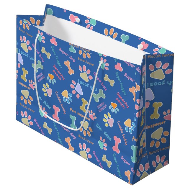 Sacola Para Presentes Grande Super cão - azul (Frente inclinada)