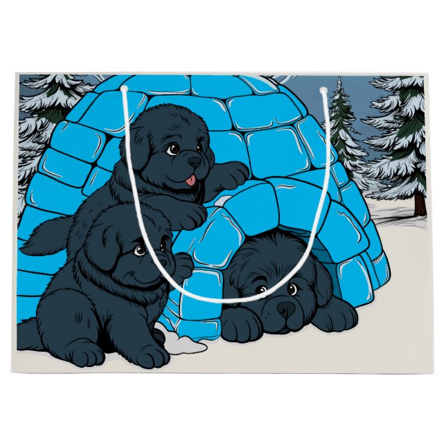 Sacola Para Presentes Grande Super Chill Cãozinho da Terra Nova (Frente)