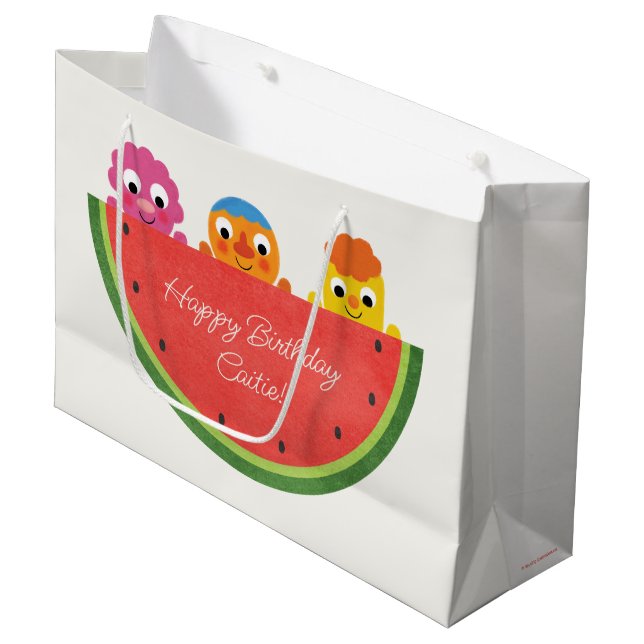 Sacola Para Presentes Grande Super Simples | Partido Noodle & Pals Watermelon (Frente inclinada)