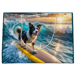 Sacola Para Presentes Grande Surfing Border Collie