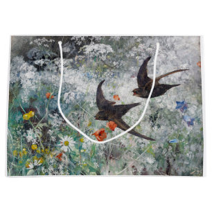 Sacola Para Presentes Grande Swallow and Flower Field, Bruno Liljefors
