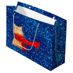 Sacola Para Presentes Grande Tabby ama neve