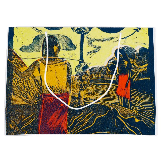 Sacola Para Presentes Grande Tahitian Women and Dog, Gauguin (Frente)