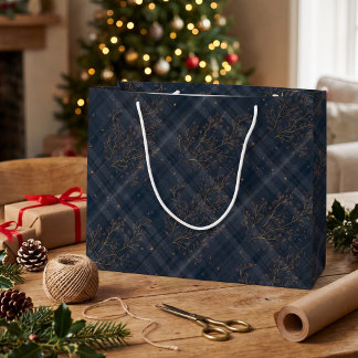 Sacola Para Presentes Grande Tartan de Herança de Inverno | Diamante Nocturno d