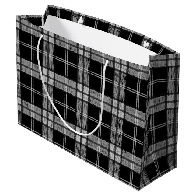 Sacola Para Presentes Grande Tartan Preto (Verso inclinado)