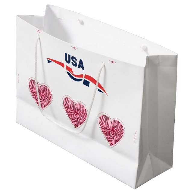Sacola Para Presentes Grande Te amo EUA Bolsa de Presente (Frente inclinada)