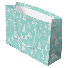 Sacola Para Presentes Grande Teal Christmas Tree Pattern#6 ID1009