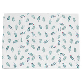 Sacola Para Presentes Grande Teal Mistletoe Holiday