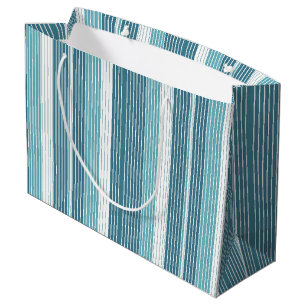 Sacola Para Presentes Grande Teal Pinstripe Natal Pattern#28 ID1009