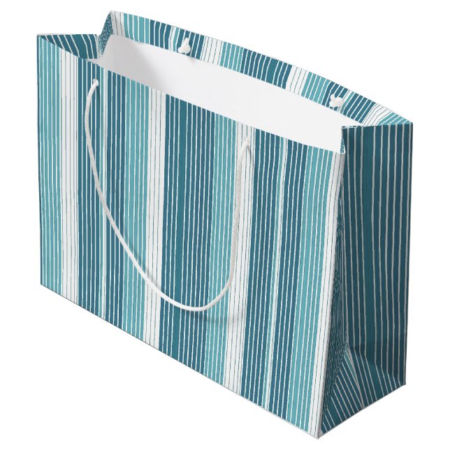 Sacola Para Presentes Grande Teal Pinstripe Natal Pattern#28 ID1009 (Verso inclinado)