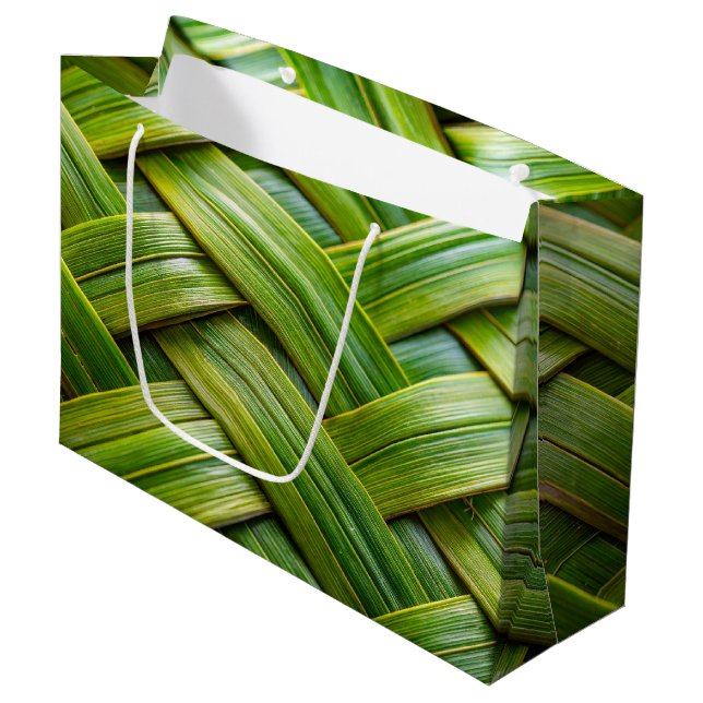 Sacola Para Presentes Grande Tecido de bambu fresco verde (Frente inclinada)