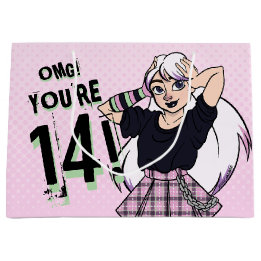 Sacola Para Presentes Grande Teen Girl Pink Cartoon Punk 14 Aniversário