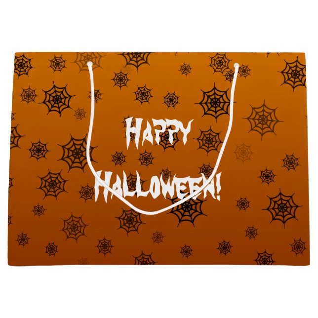 Sacola Para Presentes Grande Teia de Aranha de Halloween (Frente)