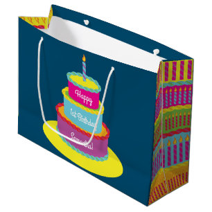 Sacola Para Presentes Grande Tema De Festa De 1rua De Bolo De Aniversário Cóc