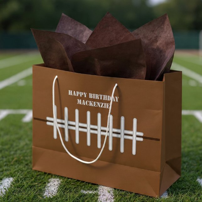 Sacola Para Presentes Grande Tema de Futebol Personalizado (Personalized Football Themed Large Gift Bag by Ricaso. Add own custom text. Great for birthdays )