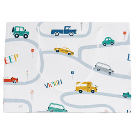 Sacola Para Presentes Grande Tema de transporte Papel de ondulação de aniversár