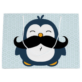 Sacola Para Presentes Grande Tendência do bigode do pinguim